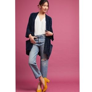 Anthropologie Moth Blue Chenille Sweater